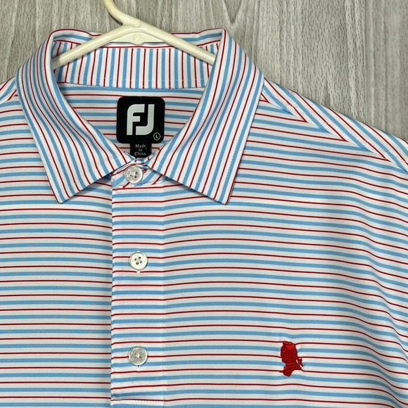 FootJoy Other - FootJoy Men Large Red White Blue Striped ProDry Performance Golf Polo Shirt
